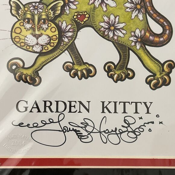 Garden Kitty Print Jamie Hayes New Orleans Cat Art Signed 2004 - Picture 2 of 8